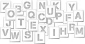Spuitsjablonen alfabet A-Z - 26 letters - dibond 500 x 500 mm