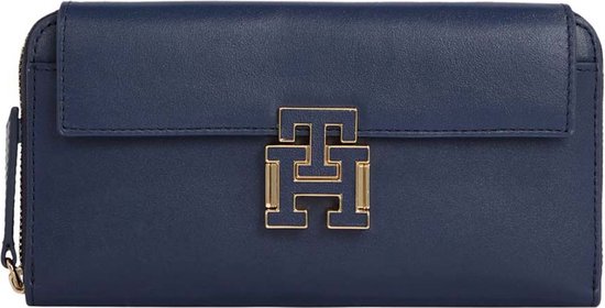 Tommy Hilfiger - Grand portefeuille za en cuir Pushlock - femme - bleu sidéral