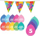Haza Leeftijd verjaardag thema pakket 5 jaar - ballonnen/vlaggetjes