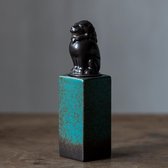 Pot de rangement - Pot de stockage de Thee chinois - Four - Céramique - Turquoise - Couvercle Lion Mythique
