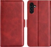 Samsung Galaxy A14 Hoesje - MobyDefend Luxe Wallet Book Case (Sluiting Zijkant) - Rood - GSM Hoesje - Telefoonhoesje Geschikt Voor Samsung Galaxy A14