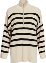 Object OBJESTER L/S KNIT ZIP PULLOVER NOOS Dames Trui SANDSHELL - Maat XS