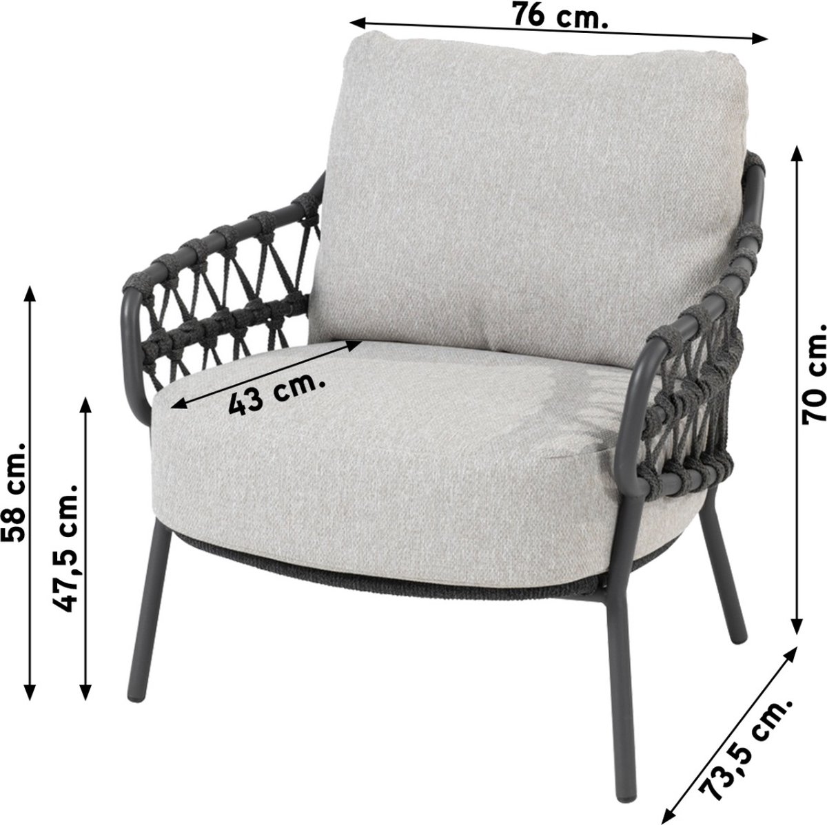 4 Seasons Outdoor Calpi fauteuil lounge dining bas - anthracite