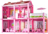 Poppenhuis - grote Villa - met pop om in elkaar te zetten - Speelfigurenset