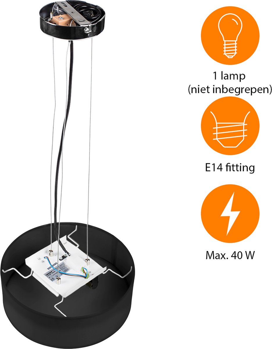 REV plafondlamp - plafondlamp rond 50 cm met stoffen lampenkap in vintage-look – ideaal voor slaapkamer & woonkamer, bruin-zilver