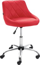 CLP Lazio Werkkruk - Werkstoel - Werkplaatskruk - Met rugleuning - Op wielen - Met rugleuning - Kunstleer - rood Kunstleer