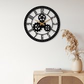 Prachtige handgemaakte metalen klok voor aan de muur! 70x70cm Zwart