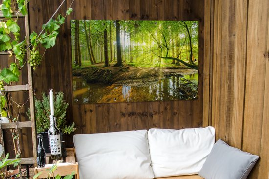 Affiche de jardin - Toile de jardin - Posters de jardin extérieur - Forêt - Paysage - Water - Arbres - Soleil - Vert - Nature - 120x80 cm - Jardin