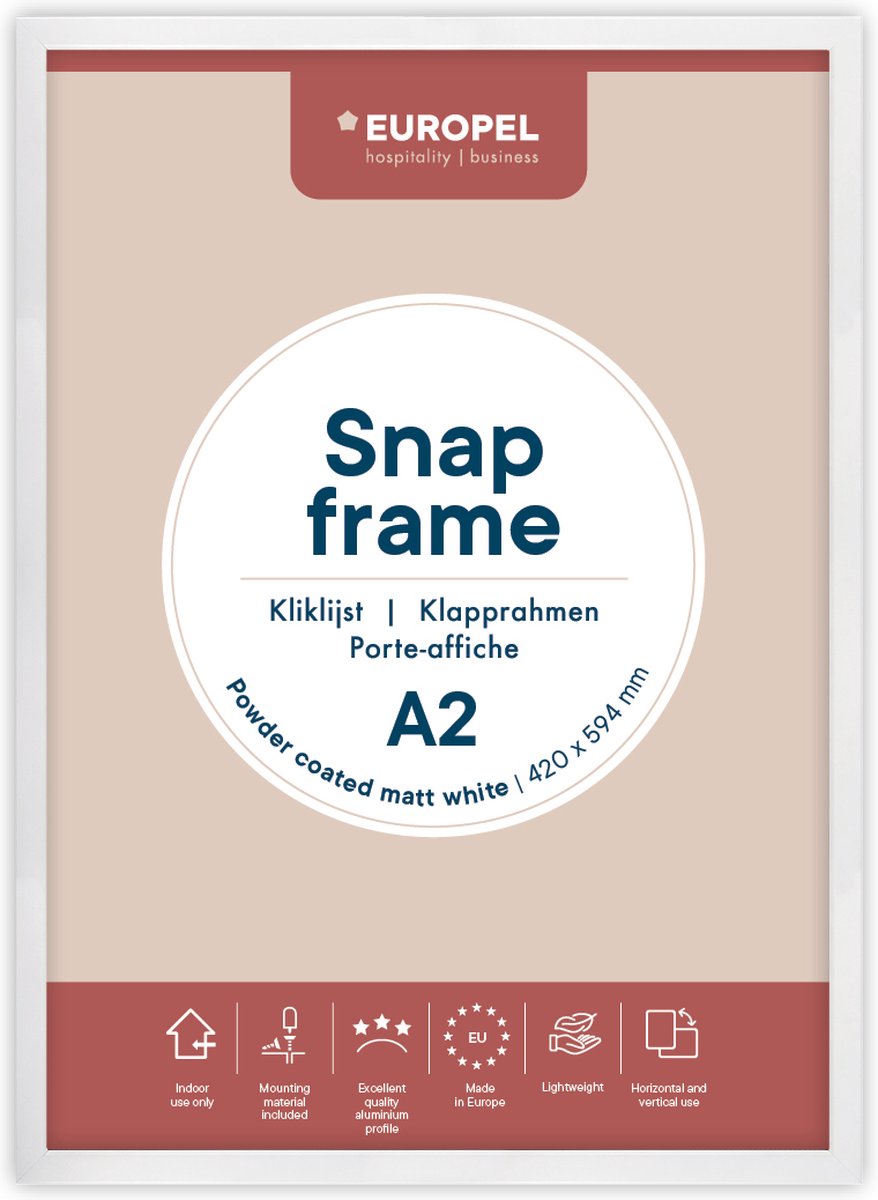 Europel Kliklijst Europel - Posterlijst - A2 - 42 x 59,4 cm - 25mm frame - Mat wit