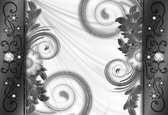 Fotobehang - Vlies Behang - Zilveren Abstractie - 416 x 290 cm