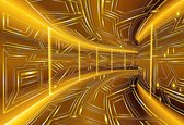 Fotobehang - Vlies Behang - Gele Tunnel - 3D Effect - 208 x 146 cm