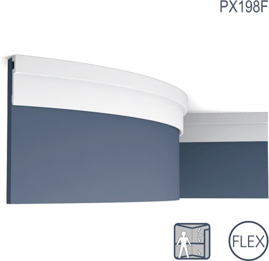 Wandlijst Orac Decor PX198F MODERN U-STEPS Sierlijst flexibel Plint Plafondlijst modern design wit 2 m