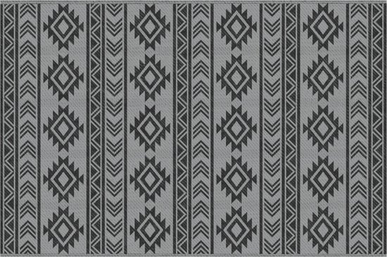 Buitentapijt - Buitenkleed - Vloerkleed - Waterdicht - Dubbelzijdig ontwerp - Zwart/ grijs - 182x274cm