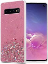 Cadorabo Hoesje geschikt voor Samsung Galaxy S10 4G in Roze met Glitter - Beschermhoes van flexibel TPU silicone met fonkelende glitters Case Cover Etui