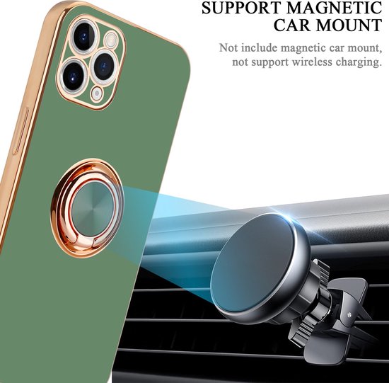 Coque Cadorabo pour Apple iPhone 11 PRO en Vert Clair Brillant - Or avec anneau - Coque de protection en silicone TPU souple, avec protection pour appareil photo et support de voiture magnétique