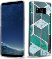 Cadorabo Hoesje geschikt voor Samsung Galaxy S8 PLUS in Donkergroen Wit Goud Marmer No. 6 - Beschermhoes gemaakt van TPU siliconen Case Cover met mozaïek motief