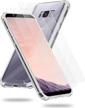 Cadorabo Hoeje en 2x Tempered beschermglas geschikt voor Samsung Galaxy S8 PLUS in TRANSPARANT - Hybride beschermhoes met TPU siliconen rand en acryl-glas achterkant
