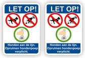 Honden poepen en plassen verboden opruimen verplicht stickers set.