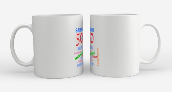 porte-clés monde - Mug Sarah 50 avec impression - cadeau d'anniversaire - maman - Texte drôle - Contenu 350 ML