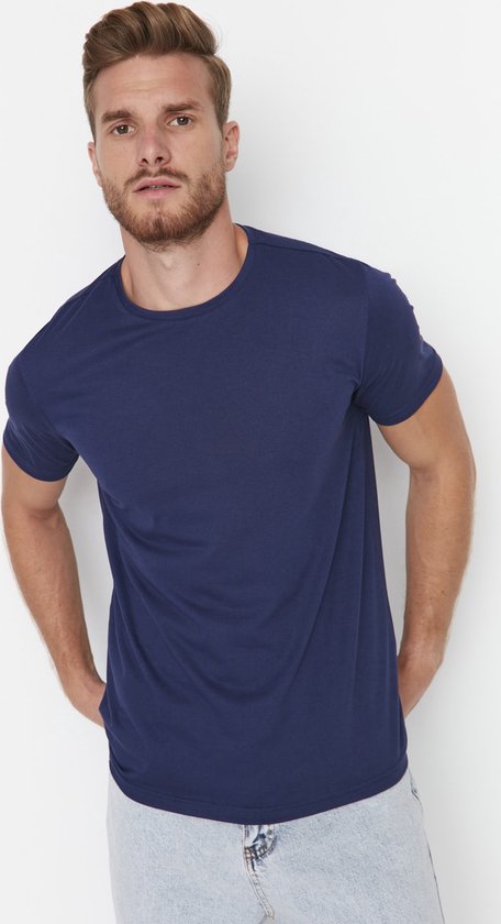Trendyol TMNSS22TS0271 Volwassenen Mannen T-shirt Single pack - Donkerblauw - M