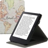kwmobile case geschikt voor met Kobo Clara 2E - E reader cover van kunstleer - In zwart / meerkleurig Travel Wereldkaart design