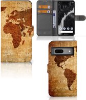 Telefoonhoesje Google Pixel 7 Wallet Bookcase Wereldkaart
