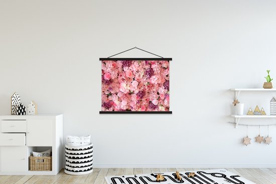 Porte-affiche avec affiche - Affiche scolaire - Fleurs - Rose - Roses - 120x90 cm - Lattes noires