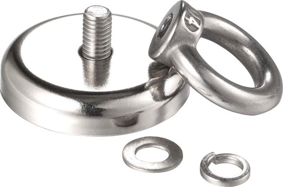 Wukong 72.5 KG(160 LB) Magneethaak, 3 Sets Supersterke Neodymium- Magneethaken, 42 mm Sterke Magneethaak Met 3 Ooghaken en 3 Bekerhaken, voor Garage, Tuin en Buiten