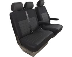 Pasvorm stoelhoezen Ford Transit 2006-2013 (past op stoel en duobank) - Stof zwart