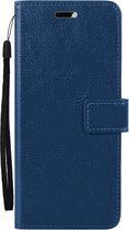 Hoesje Geschikt voor Samsung A12 Hoes Bookcase Flipcase Book Cover - Hoes Geschikt voor Samsung Galaxy A12 Hoesje Book Case - Donkerblauw