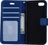 Hoes Geschikt voor iPhone 7 Hoesje Book Case Hoes Flip Cover Wallet Bookcase - Donkerblauw