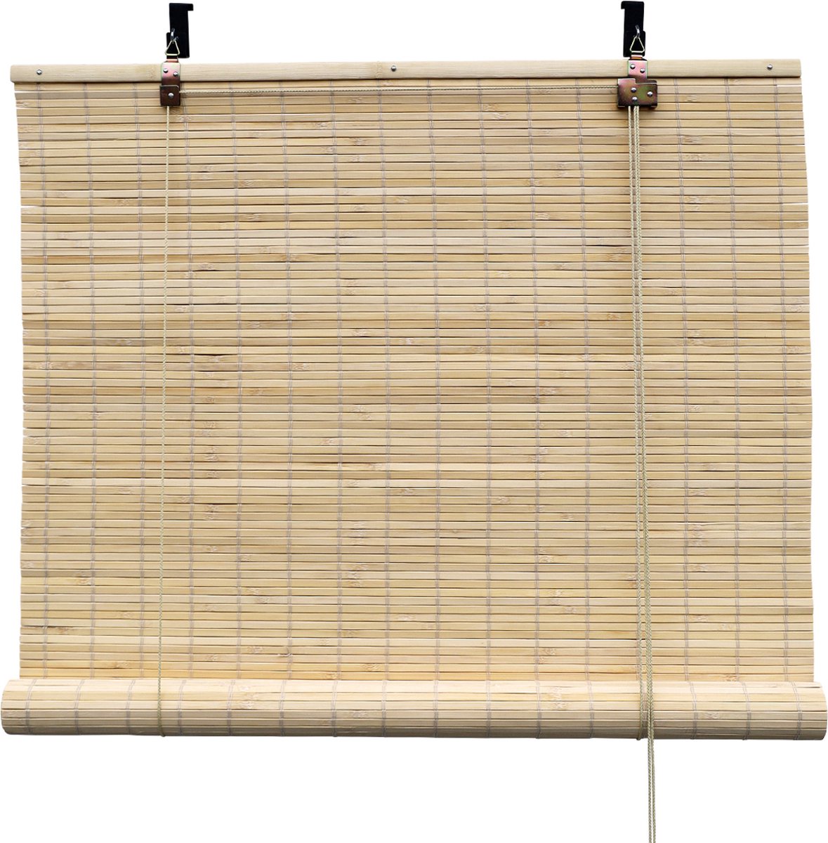 Bamboebaas® bamboe rolgordijn Fedde - Naturel - 140x180 cm - Natuurlijke look - Zonwerend - Duurzaam bamboe - Lichtdoorlatend - Geschikt voor binnen en buiten - Eenvoudige montage