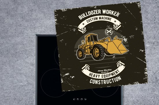 KitchenYeah® Inductie beschermer 78x78 cm - Bulldozer - Vintage - Banner - Kookplaataccessoires - Afdekplaat voor kookplaat - Inductiebeschermer - Inductiemat - Inductieplaat mat