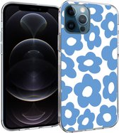 iMoshion Hoesje Geschikt voor iPhone 12 Pro / 12 Hoesje Siliconen - iMoshion Design hoesje - Blauw / Retro Blue Flowers