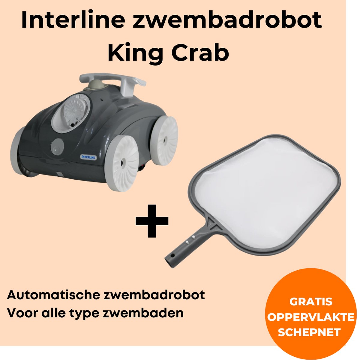 Bol.com Interline zwembadrobot King Crab - Zwembadrobot - Zwembaden tot 7m x 3,5m - Reinigt de bodem - Geschikt voor alle type z... aanbieding