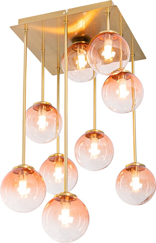 QAZQA athens - Art Deco Plafondlamp - 9 lichts - L 31 cm - Roze - Woonkamer | Slaapkamer | Keuken