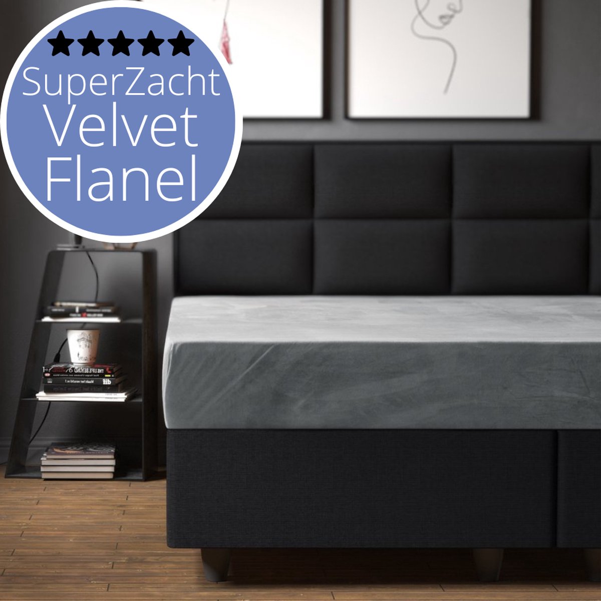 Sleeps Flanel Velvet Hoeslaken Grijs Tweepersoons 180x200 cm - Hoogwaardige Kwaliteit - Fluweel Zacht & Heerlijk Warm