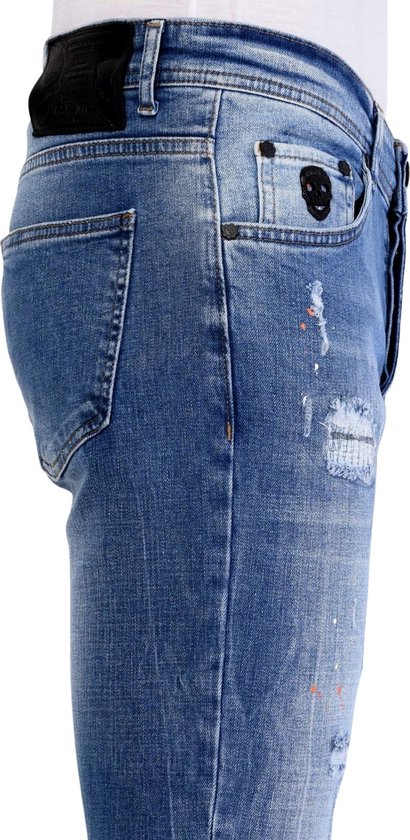 Pantalon Paint Splatter Homme Coupe Slim - 1063 - Blauw