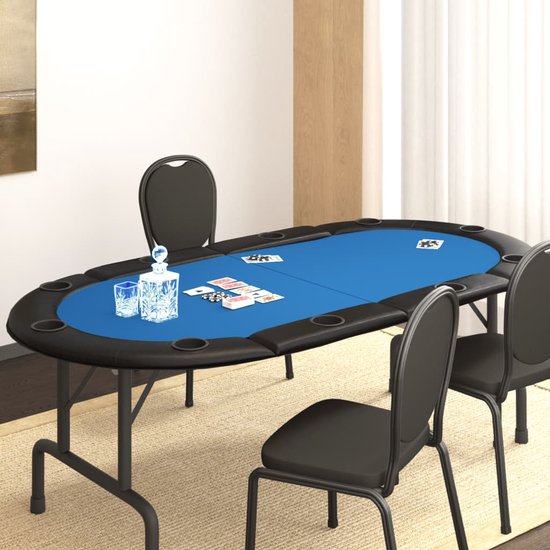 Afbeelding van het spel vidaXL Pokertafelblad voor 10 spelers inklapbaar 208x106x3 cm blauw