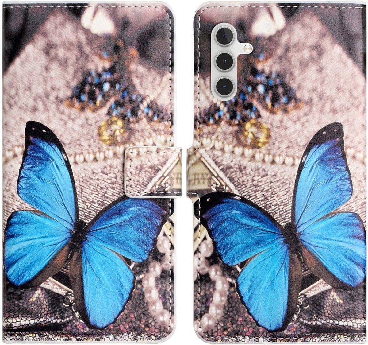 Hoesje Portemonnee Book Case Vlinder Print Geschikt voor Samsung Galaxy A34