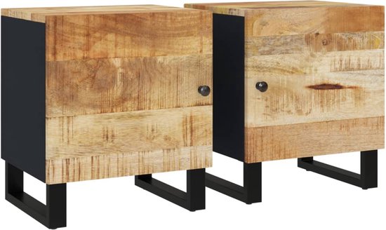 vidaXL Tables de chevet 2 pcs Bois de manguier massif 40 x 33 x 46 cm