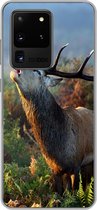 Geschikt voor Samsung Galaxy S20 Ultra hoesje - Hert - Bos - Mist - Siliconen Telefoonhoesje