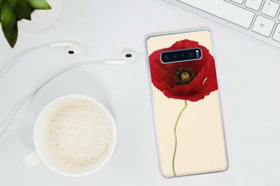 Coque Samsung Galaxy S10 Plus - Gros plan d'un coquelicot rouge - Coque en Siliconen pour téléphone