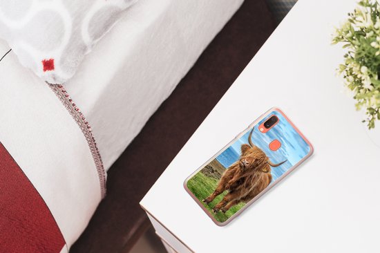 Coque Samsung Galaxy A20e - Highlander écossais - Water - Cornes - Coque de téléphone en Siliconen