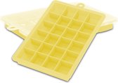 Intirilife 2x ijsblokjesvormpjes in GEEL - Set van 2 met elk 24 vakjes Siliconen ijsblokjesvormpjes met deksel - Flexibele ijsblokjesvorm Afsluitbaar voor ijs, babyvoeding en meer