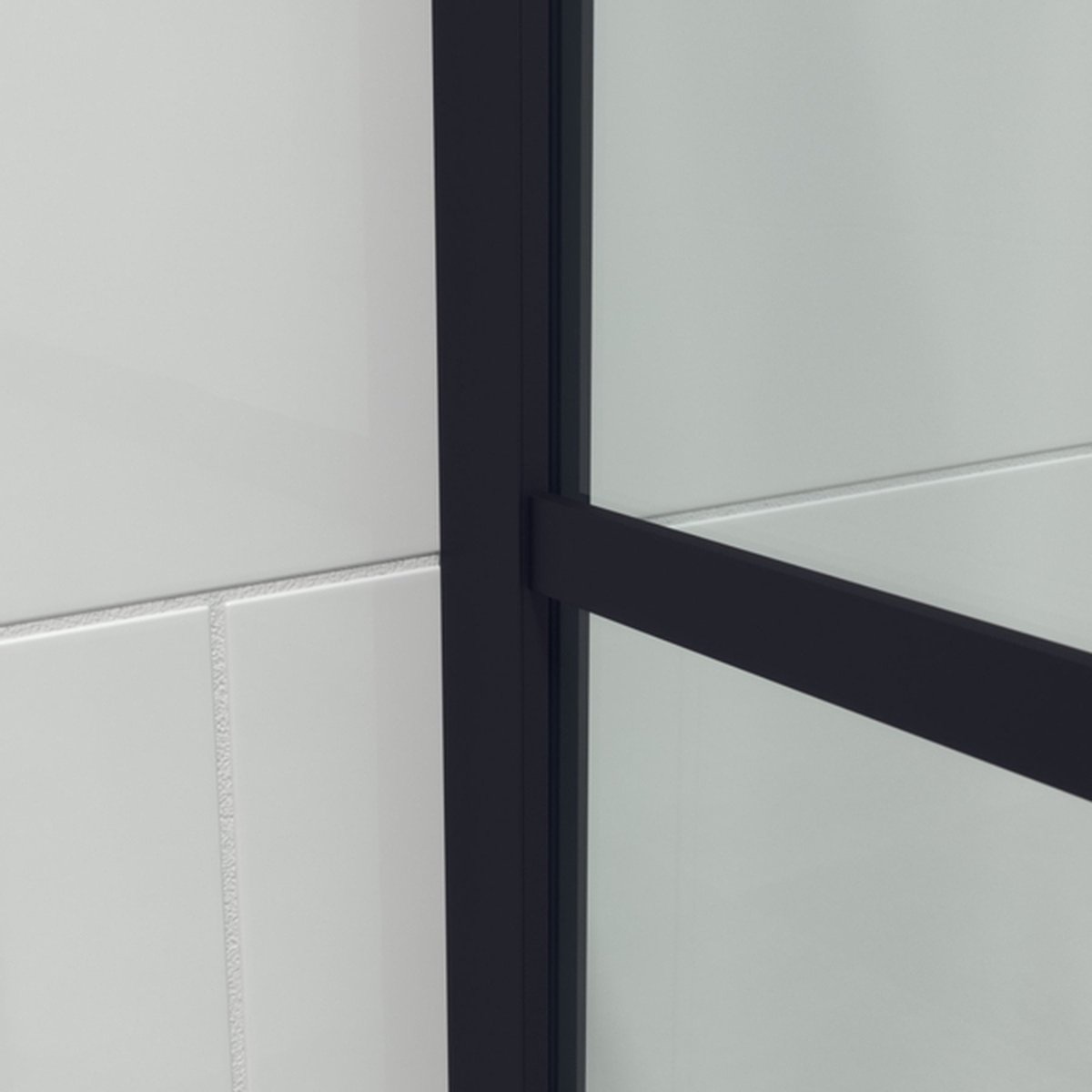 Saniclass Bellini inloopdouche 110x200cm veiligheidsglas mat zwart frame windows buitenzijde met anti kalk