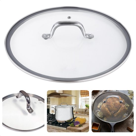 Gehard Glazen Steelpan Deksel Met RVS Rand En Hittebestendige Greep 20cm 2