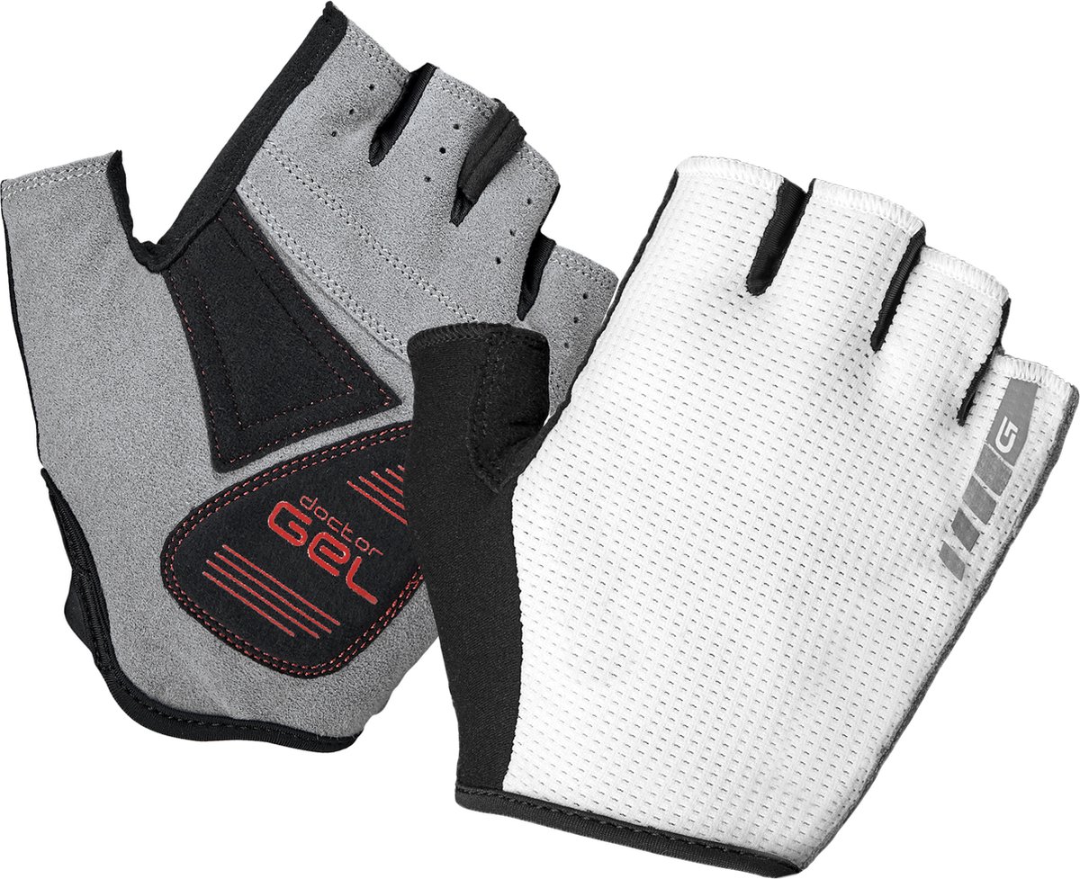 GripGrab - EasyRider Padded Korte Vinger Zomer Fietshandschoenen Wielrenhandschoenen met Padding - Wit - Unisex - Maat XXL