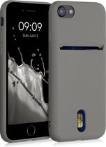 kwmobile telefoonhoesje geschikt voor Apple iPhone SE (2022) / iPhone SE (2020) / iPhone 8 / iPhone 7 - Zachte TPU case met kaarthouder en silicone coating - In steengrijs