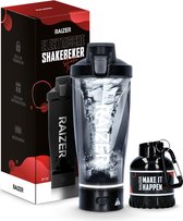 Raizer® Revolutionaire E-Shaker – Klontjes zijn verleden tijd – Elektrische Shakebeker – USB-C oplaadbaar – Blender To Go – 600ml – Zwart